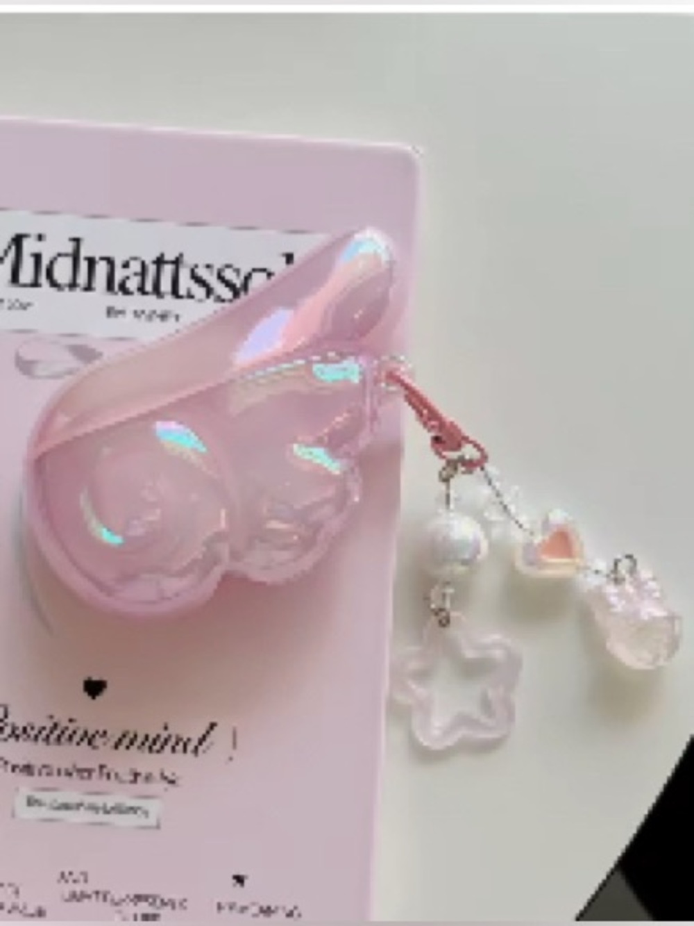 Iridescent Pink Heart AirPods pro 3 Case with Charm